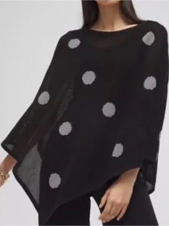 Chico's Sweaters - Chicos Women’s L/XLBlack Polka Dot Lightweight Poncho Worn Once